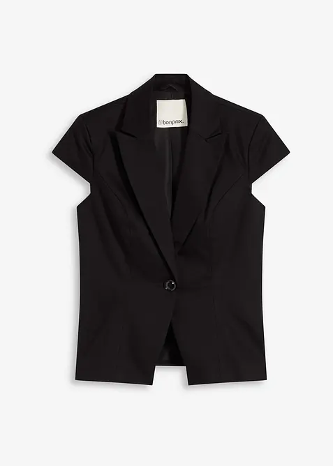 Blazer a maniche corte in satin di cotone, bonprix