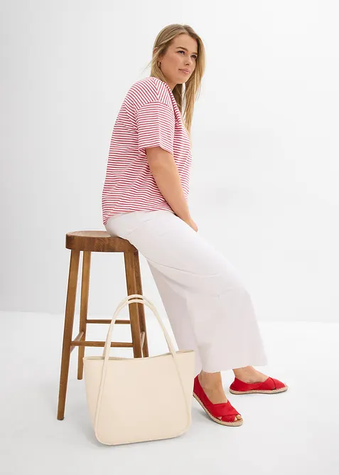 Jeans cropped wide leg, vita alta, bonprix