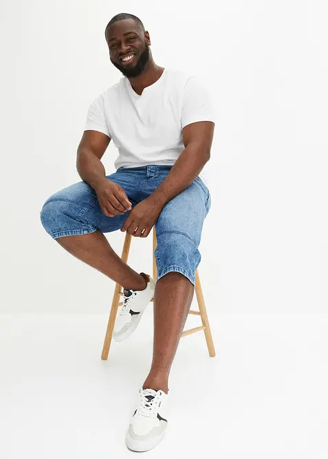 Bermuda lunghi in jeans elasticizzati, regular fit, bonprix