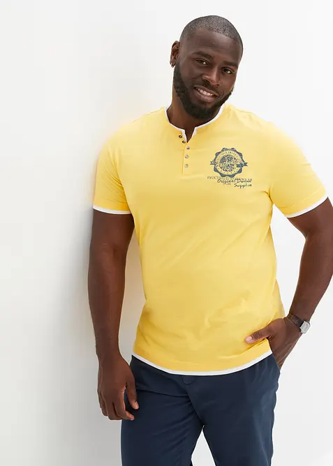 Maglia serafino a maniche corte in puro cotone biologico (pacco da 2), bonprix