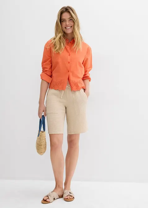 Bermuda in mussola con elastico in vita, bonprix