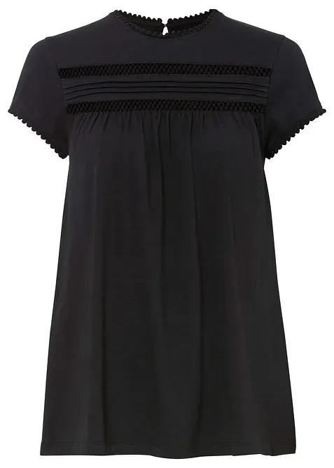 Maglia in cotone con pizzo, bonprix