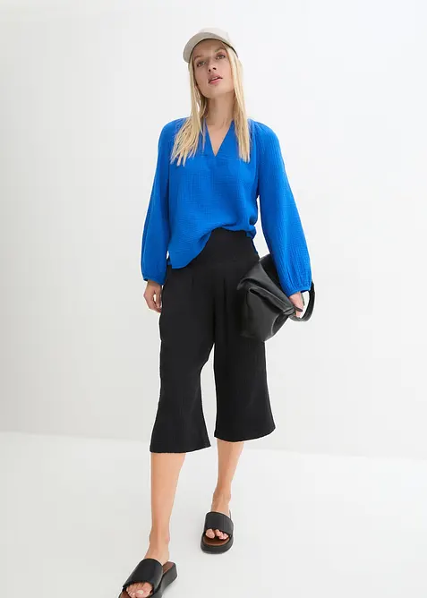 Pantaloni capri in soffice mussola, bonprix