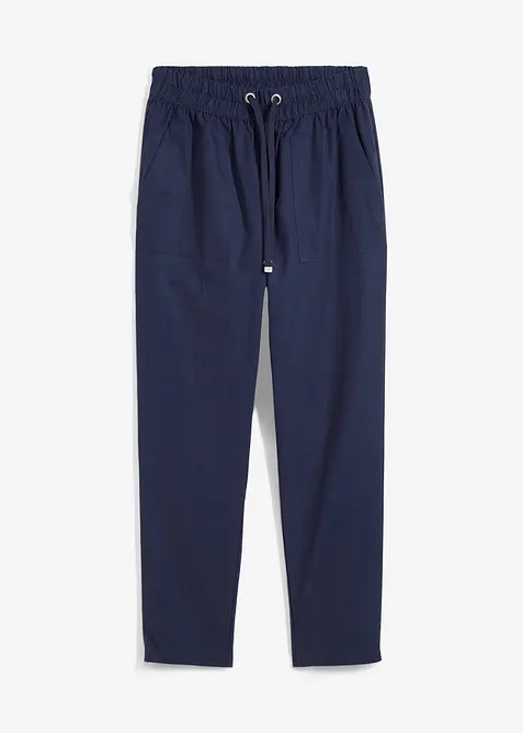 Pantaloni con elastico in vita in misto lino leggero, bonprix