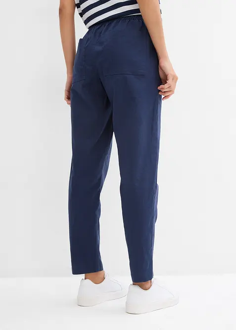 Pantaloni con elastico in vita in misto lino leggero, bonprix