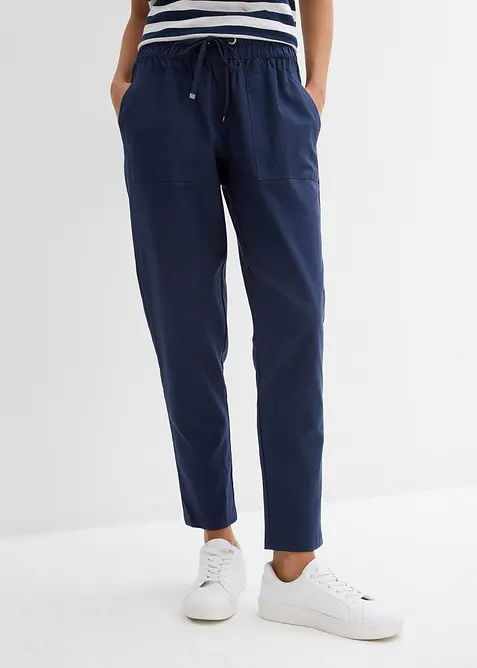 Pantaloni con elastico in vita in misto lino leggero, bonprix