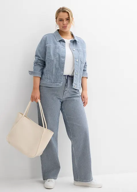 Giacca di jeans corta a righe, bonprix