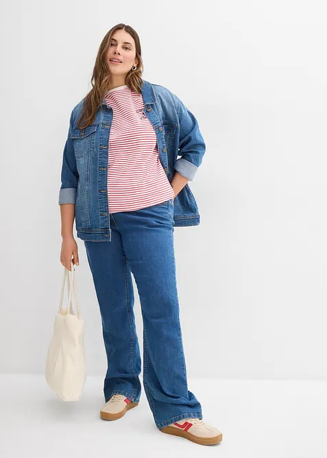 T-shirt a righe con ricamo, bonprix