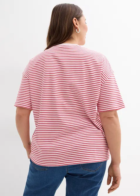 T-shirt a righe con ricamo, bonprix