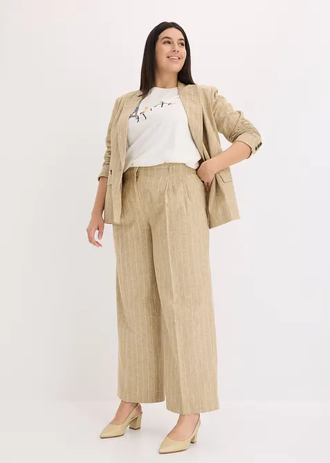 Pantaloni con pinces in misto lino, bonprix