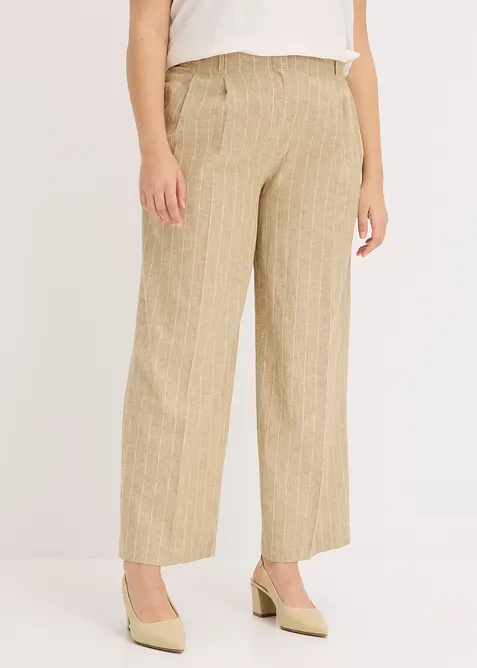 Pantaloni con pinces in misto lino, bonprix
