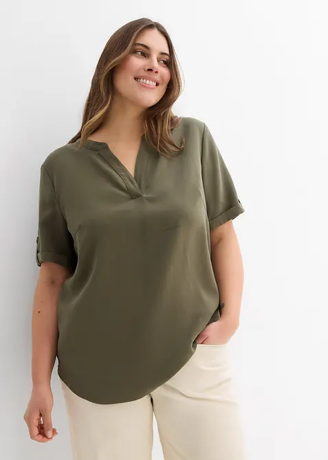 Blusa in misto viscosa fluente con maniche corte, bonprix