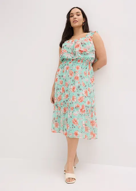 Abito fantasia con spalle scoperte, bonprix