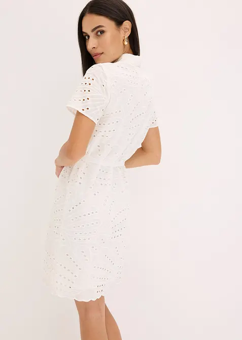 Abito chemisier con ricami traforati, bonprix