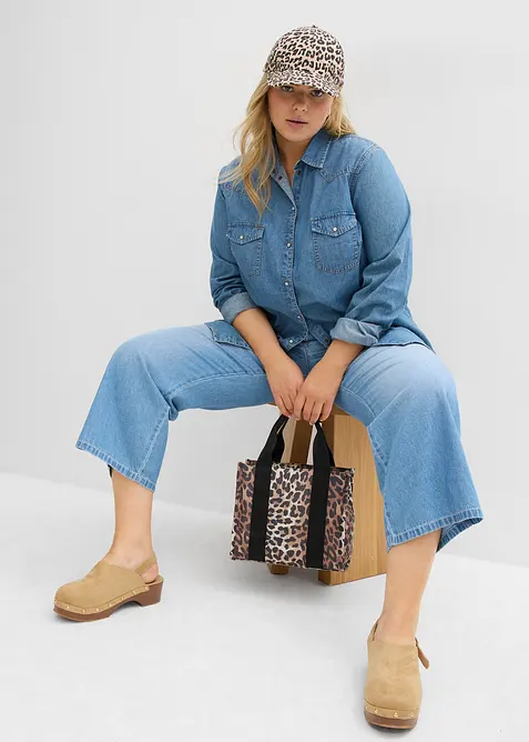 Jeans cropped straight con cinta comoda, vita media, bonprix