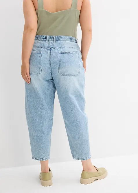 Jeans barrel cropped low stretch, vita media, bonprix