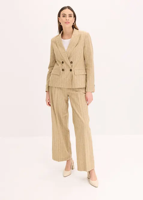 Pantaloni con pinces in misto lino, bonprix