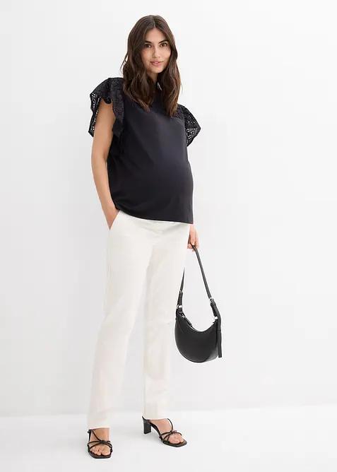 Pantaloni prémaman eleganti con gambe diritte in misto cotone delicato, bonprix