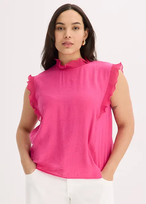 Blusa con volant, bonprix