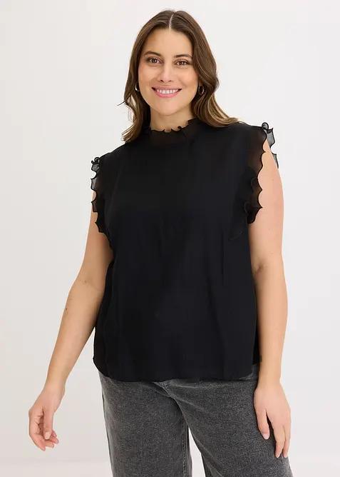 Blusa con volant, bonprix