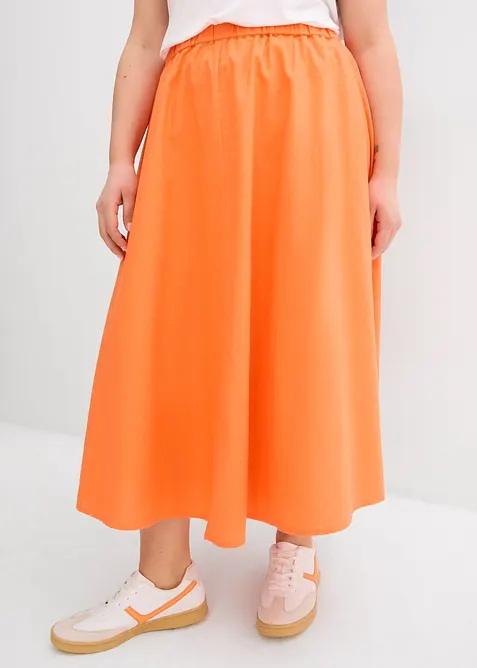 Gonna midi in misto lino, bonprix