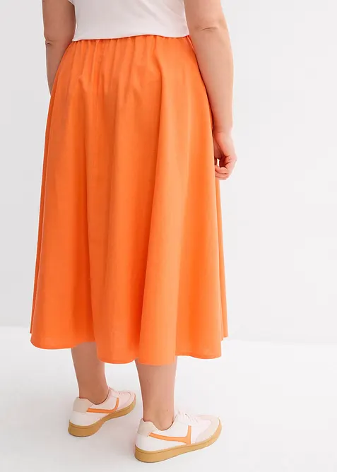 Gonna midi in misto lino, bonprix