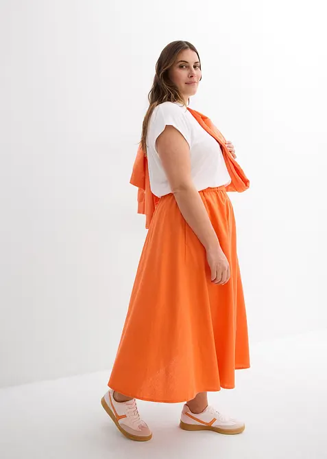 Gonna midi in misto lino, bonprix