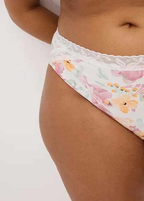 Slip alto con cotone biologico e pizzo (pacco da 5), bonprix