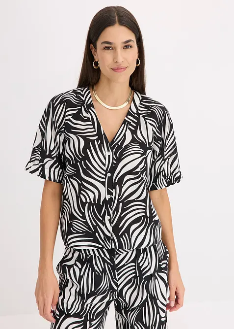 Camicetta a maniche corte in simil lino, bonprix