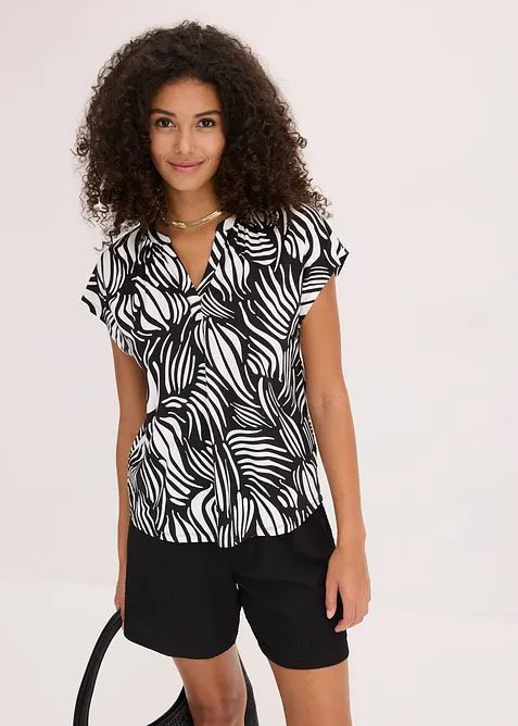 Maglia serafino in misto viscosa morbido, bonprix