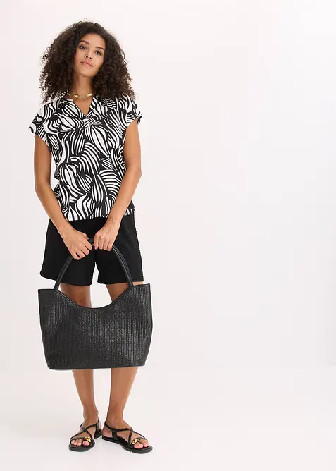 Maglia serafino in misto viscosa morbido, bonprix