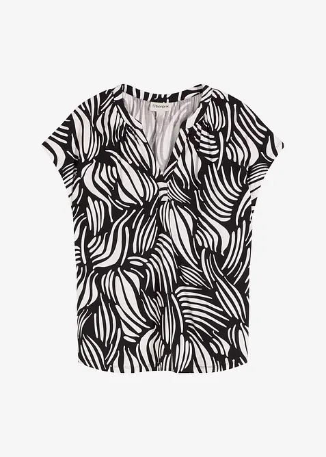 Maglia serafino in misto viscosa morbido, bonprix