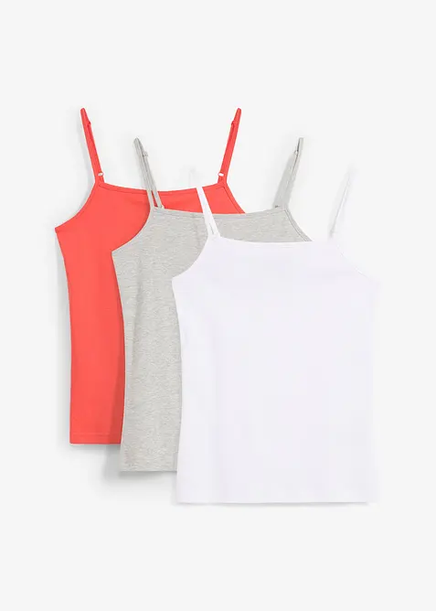 Top con spalline sottili e cotone biologico (pacco da 3), bonprix