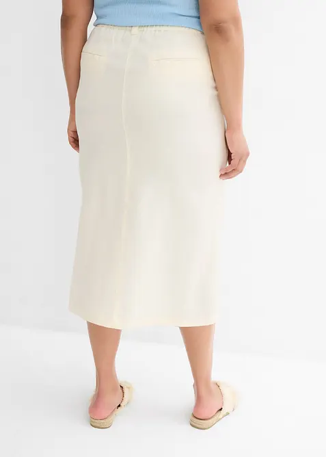 Gonna midi in misto lino fresco, bonprix