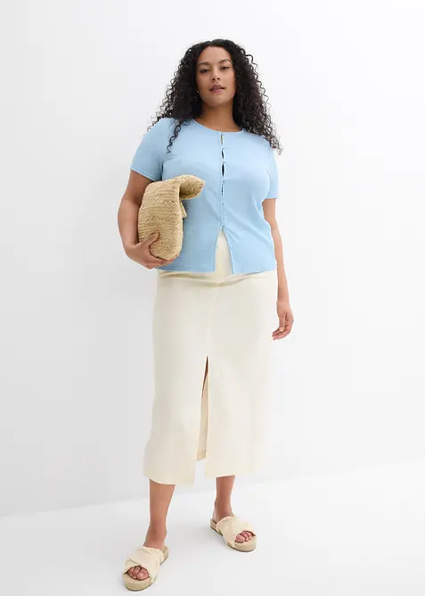 Gonna midi in misto lino fresco, bonprix