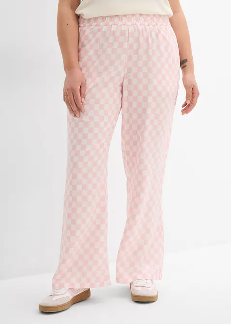 Pantaloni a palazzo a quadri in viscosa fluente, bonprix