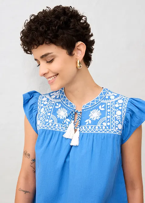 Tunica in misto seta con ricami, bonprix