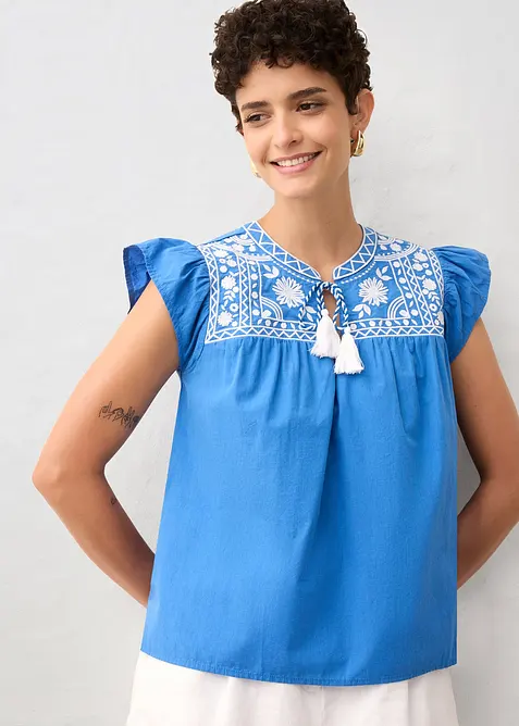 Tunica in misto seta con ricami, bonprix