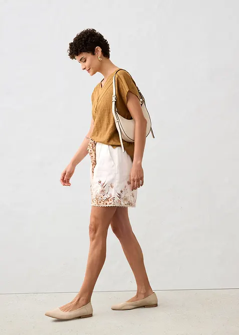 Maglia in puro lino con pizzo, bonprix