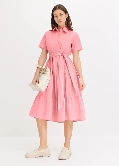 Abito chemisier in misto cotone elasticizzato, bonprix