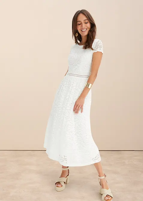 Abito in pizzo con inserto effetto uncinetto in vita, bonprix