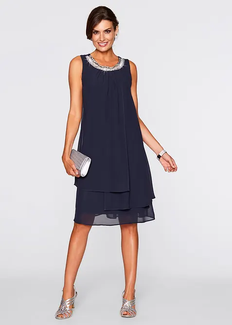 Abito in chiffon con applicazione di strass, bonprix