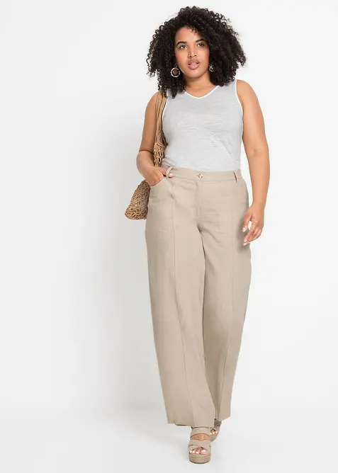 Pantaloni a palazzo in misto lino fresco e leggero, bonprix