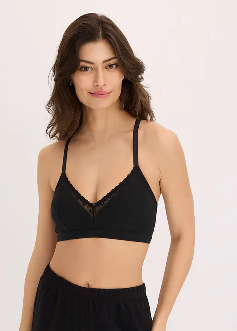 Bralette imbottita senza ferretto con cotone biologico (pacco da 2), bonprix