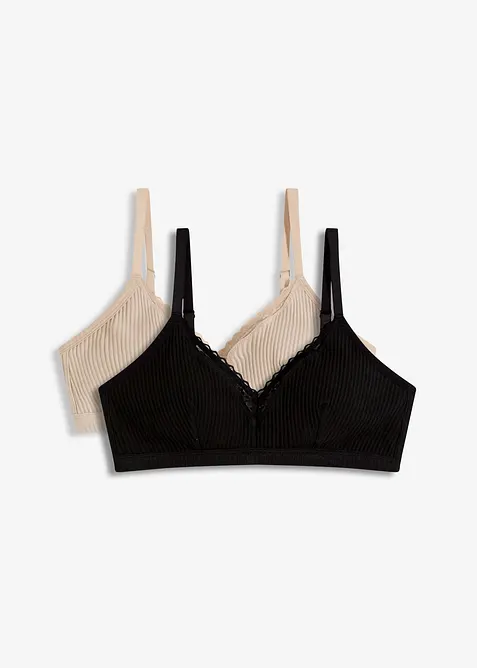 Bralette imbottita senza ferretto con cotone biologico (pacco da 2), bonprix