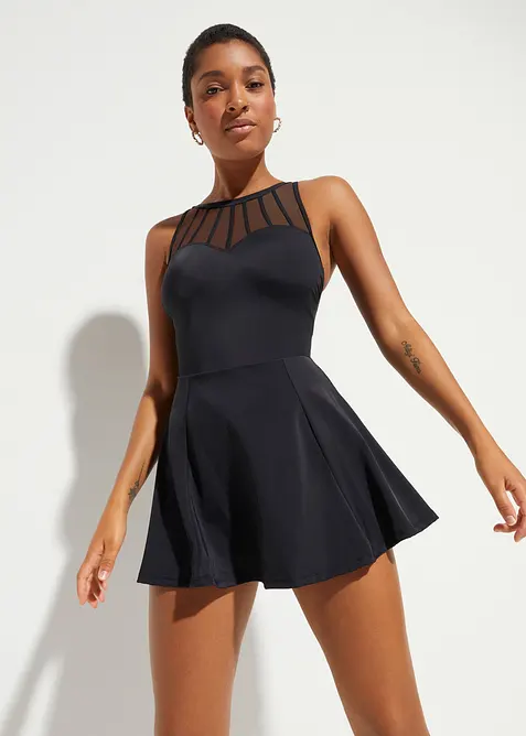 Abito da bagno modellante a compressione media con mesh trasparente, bonprix