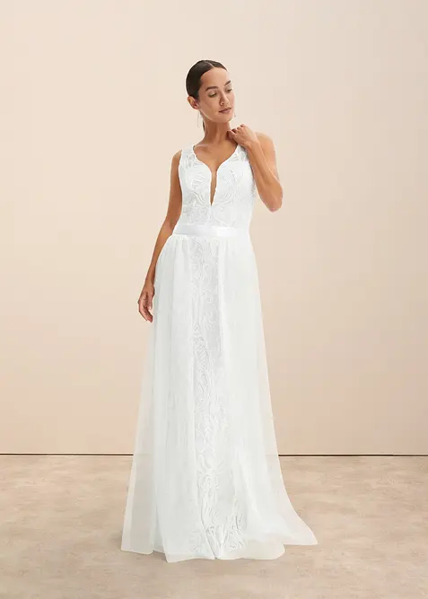 Abito da sposa con paillettes e gonna in tulle staccabile, bonprix