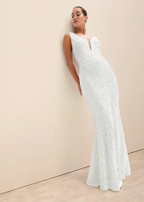 Abito da sposa con paillettes e gonna in tulle staccabile, bonprix