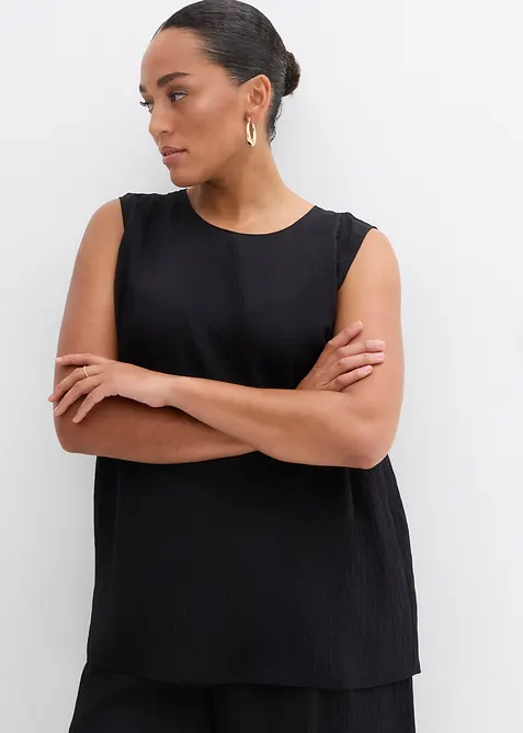 Top in misto viscosa crinkle, bonprix