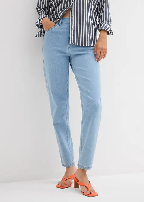 Mom jeans elasticizzati, a vita alta, bonprix